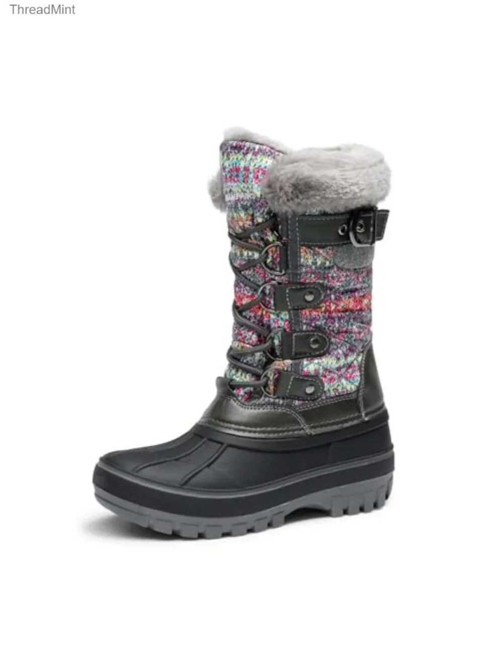 Girls Waterproof Snow Boots Faux Fur Lining Winter Boots